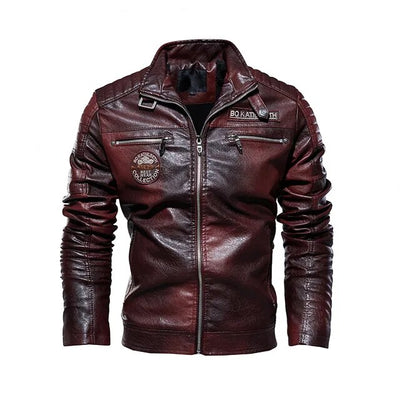 2021 Autumn Winter Men's Leather Jacket Casual Fashion Stand Collar Motorcycle Jacket Men Slim Quality Leather Jacket Streetwear