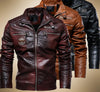 2021 Autumn Winter Men's Leather Jacket Casual Fashion Stand Collar Motorcycle Jacket Men Slim Quality Leather Jacket Streetwear