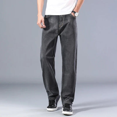 6 Colors Spring Summer Men's Thin Straight-leg Loose Jeans Classic Style  Advanced Stretch Baggy Pants Male Plus Size 40 42 44