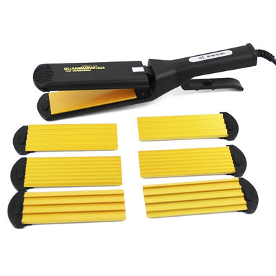 4-in-1 Women Interchangeable Plates Hair Straightener Crimping Iron Crimper Hair Styling Tool deep wave Straightening Iron