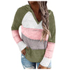 Autumn Women Patchwork Hooded Sweater Knitted Sweater Long Sleeve V-neck Casual Striped Pullover Jumpers 2020 New Female Hoodies