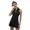 Tennis Dress Female Sleeveless Black Sport Dress Training Running Fitness Short Dress Female Golf Badminton Dress Suit