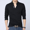 2021 T-Shirt Men Spring Cotton T Shirt Men Solid Color Tshirt Mandarin Collar Long Sleeve Top Men Brand Slim Fit Tee Shirts 5XL