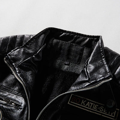 2021 Autumn Winter Men's Leather Jacket Casual Fashion Stand Collar Motorcycle Jacket Men Slim Quality Leather Jacket Streetwear