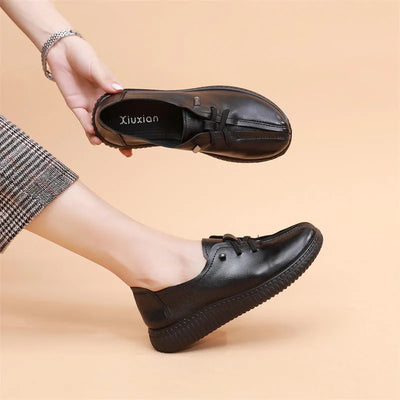 Loafers Genuine Leather Sneakers for Women 2023 Flat Heel Women's Autumn Shoes Ladies Cowhide Moccasin Woman Flats