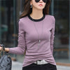 Casual T-shirt Women O-neck Stretch Cotton Skinny Basic T Shirt  Slim Korean Fashion Women T-shirt Spring Autumn