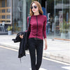 Autumn Winter Elastic Cotton Casual T Shirt Women O-neck With Striped Woman T-shirts Slim Basic Long Sleeve T-shirts 3XL