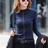 Autumn Winter Elastic Cotton Casual T Shirt Women O-neck With Striped Woman T-shirts Slim Basic Long Sleeve T-shirts 3XL