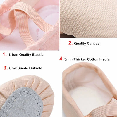 USHINE Yoga Slippers Gym Teacher Yoga Ballet Dance Shoes For Girls Women Ballet Shoes Canvas Kids Children