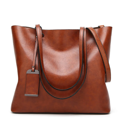 Waxing Leather bucket bag Simple Double strap handbag shoulder bags For Women 2020 All-Purpose Shopping tote sac bolsa