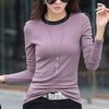 Casual T-shirt Women O-neck Stretch Cotton Skinny Basic T Shirt  Slim Korean Fashion Women T-shirt Spring Autumn