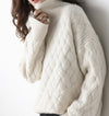 Autumn and winter turtleneck cashmere sweater woman 2021 new style languid breeze loose thick pullover underlay wool sweater