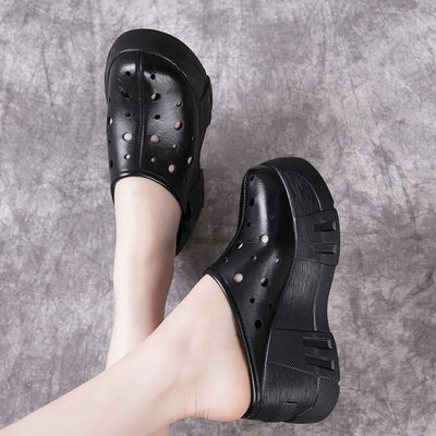 Slipper Female Platform 2021 New Women Slippers Leather Retro Casual Summer Sandals Women wedge Flip Flop Platforms