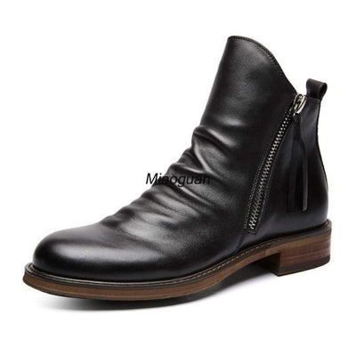 Men PU Leather Chelsea Boots 2023 Fashion High-top Tassel Zip Shoes Spring Autumn Ankle Boots for Men Comfort Plus