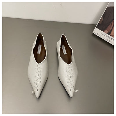 Pointed Toe Woven Flat Shoes 2022 New Fashion Shallow Ballet Flats Female Ballerina Double Wearing Mule Slip Loafer