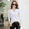 HI-FASHION Spring V-Neck Cotton Blouse Women Casual Loose Plus Size Top Tees Woman Autumn Korean Long Sleeve Lapel Shirts