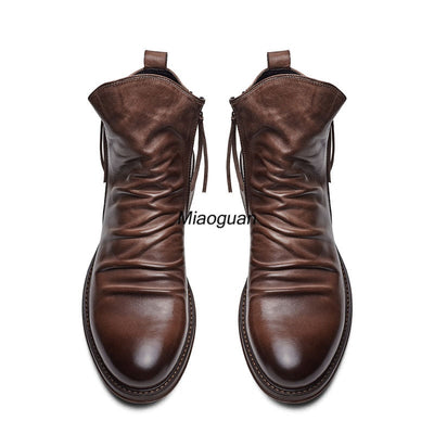 Men PU Leather Chelsea Boots 2023 Fashion High-top Tassel Zip Shoes Spring Autumn Ankle Boots for Men Comfort Plus