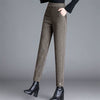 Autumn Winter Wool Thicken Fashion Women Pencil Pants Office Lady Elastic High Waist Solid Casual All-match Straight Trousers