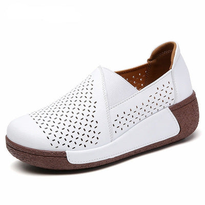 Summer Breathable Women Shoes Flat Platform Ladies Loafers Leather Wedge Female Sneakers Moccasins Slip on Casual Shoe Women