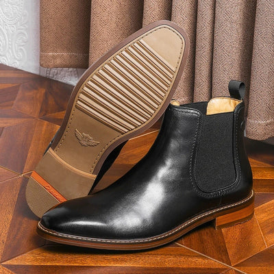 Brand Men Chelsea Boots Work Shoes Genuine Cow Leather Handmade Boot Shoes for Formal Dress Formal Business Party New