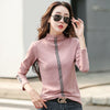 HI-FASHION Tee Shirt Femme Cotton Diamond Women Half Turtleneck Long Sleeve Tees Spring Tops Korean Style Clothes For Woman