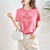 Patchwork Floral Short Sleeve Simplicity Thin T-Shirts Summer Round Neck Printing Solid Color Pullovers Women Clothing 2023