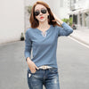 HI-FASHION Spring V-Neck Cotton Blouse Women Casual Loose Plus Size Top Tees Woman Autumn Korean Long Sleeve Lapel Shirts