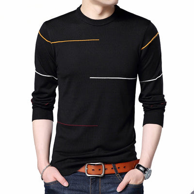 Male Striped Pullover Sweater New Autumn New Men Sweater Fashion Slim Fit Pullover Men Brand Clothing Turtleneck Shirt