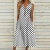 Summer Dress Women V Neck Sleeveless Pocket Button Loose Maxi Dresses Vintage Print Party Dress 2022 A-Line Beach Dress