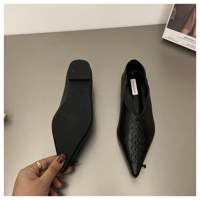 Pointed Toe Woven Flat Shoes 2022 New Fashion Shallow Ballet Flats Female Ballerina Double Wearing Mule Slip Loafer