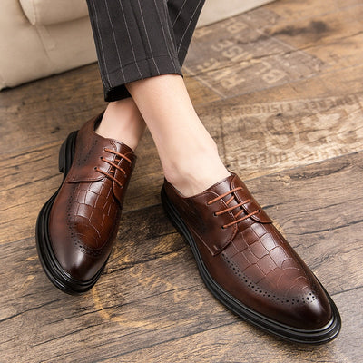 Men Fashion Oxford Shoes Party Wedding Shoes Classic Business Formal Pointed Leather Shoes Man Boss Social Office Derby Shoes