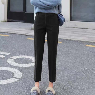 Tweed Pants for Women New Fall/Winter 2023 High-waisted Baggy Turnip Pants for Women with Nine Straight Leg Suit Pants