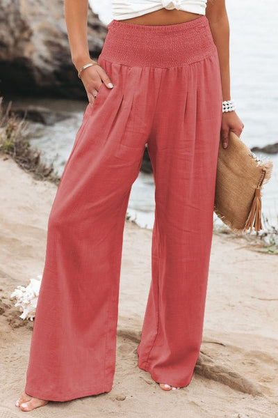 Spring Summer for Women 2022 New Women Pants Office Lady Cotton Linen Pockets Solid Loose Casual White Wide Leg Long Trousers