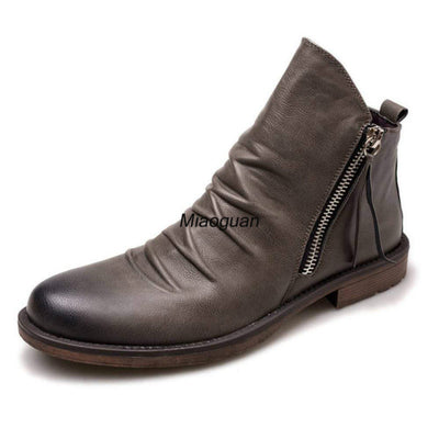 Men PU Leather Chelsea Boots 2023 Fashion High-top Tassel Zip Shoes Spring Autumn Ankle Boots for Men Comfort Plus