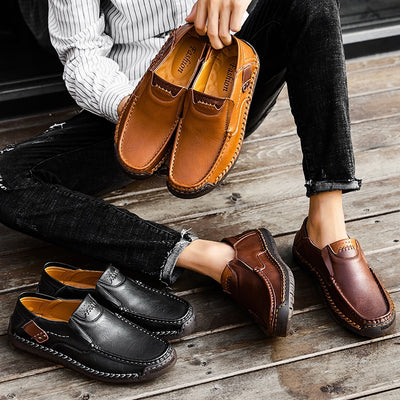 Leather Shoes for Men Soft Shoes Man Comfortable Casual Men Loafers Moccasins Driving Shoe Male Rubber Sole Big Size 38-48