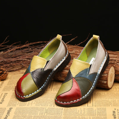 Flats Shoes Women Loafers Women Flats Ballet Casual Flat Shoes Genuine Leather Slip On Round Toe Breathable Woman Moccasins