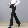 Elegant Korean Fashion Thicken Woolen Flare Pants for Women , New Autumn Winter Solid High Waist Slim Office Ladies Trousers