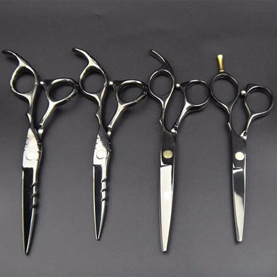 Japan 440C Titanium Barber Professional Scissors for Hairdresser 5.5 / 6.0 Cutting Thinning Black Hair Scissors Shears