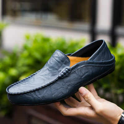 Italian Men's Shoes Casual Luxury Brand Summer Men Loafers Genuine Leather Moccasins Light Breathable Slip-on Boat Shoes