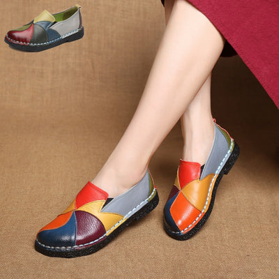 Flats Shoes Women Loafers Women Flats Ballet Casual Flat Shoes Genuine Leather Slip On Round Toe Breathable Woman Moccasins