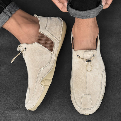 Mens Sneakers Casual Slip On Loafers Outdoor Light Flats Autumn Genuine Leather Shoes Comfortable Solid Color Men's Sneakers