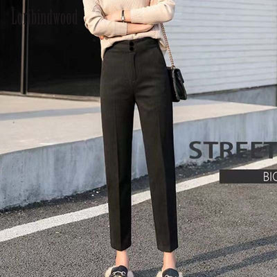 Tweed Pants for Women New Fall/Winter 2023 High-waisted Baggy Turnip Pants for Women with Nine Straight Leg Suit Pants