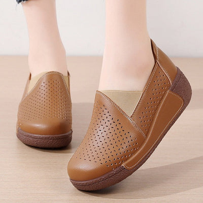 Summer Breathable Women Shoes Flat Platform Ladies Loafers Leather Wedge Female Sneakers Moccasins Slip on Casual Shoe Women