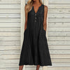 Summer Dress Women V Neck Sleeveless Pocket Button Loose Maxi Dresses Vintage Print Party Dress 2022 A-Line Beach Dress