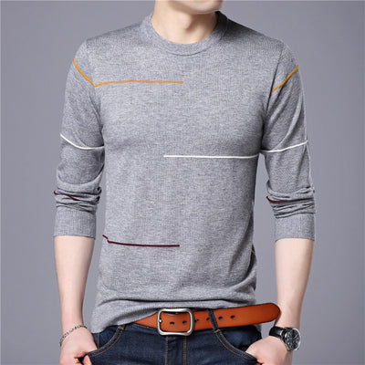 Male Striped Pullover Sweater New Autumn New Men Sweater Fashion Slim Fit Pullover Men Brand Clothing Turtleneck Shirt