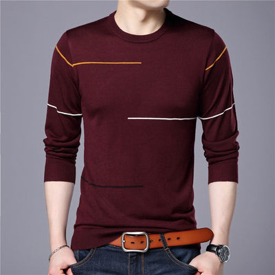 Male Striped Pullover Sweater New Autumn New Men Sweater Fashion Slim Fit Pullover Men Brand Clothing Turtleneck Shirt