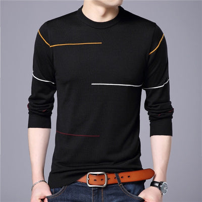 Male Striped Pullover Sweater New Autumn New Men Sweater Fashion Slim Fit Pullover Men Brand Clothing Turtleneck Shirt