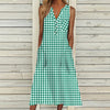 Summer Dress Women V Neck Sleeveless Pocket Button Loose Maxi Dresses Vintage Print Party Dress 2022 A-Line Beach Dress