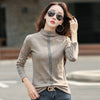 HI-FASHION Tee Shirt Femme Cotton Diamond Women Half Turtleneck Long Sleeve Tees Spring Tops Korean Style Clothes For Woman