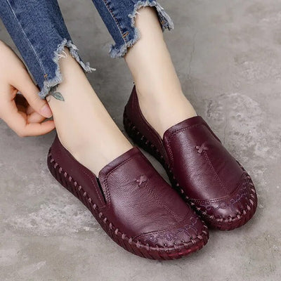 Soft Bottom Women Flats Genuine Leather Mother Shoes Comfort Oxford Shoes For Women Shoes Women Loafers Moccasins Plus Size 42